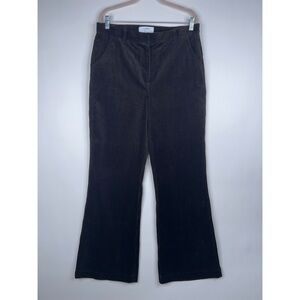 La Ligne Corduroy Straight Leg Trousers Dark Chocolate Brown High Rise Size 14